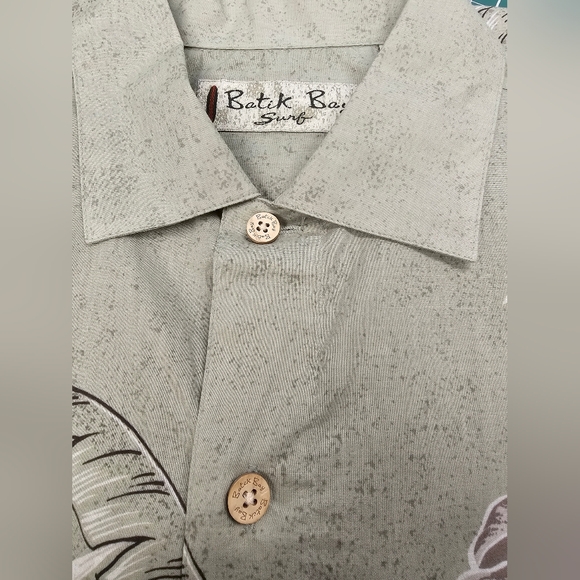 NWOT BATIK BAY SURF Men's S Olive Floral Casual Button Down Shirt 100% Cotton - Picture 3 of 8
